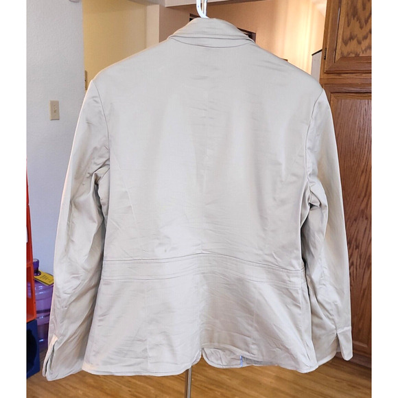 Attention Tan Short Blazer 14 L 1 Button Outside Pockets Lined Preppy Academia - Picture 9 of 9